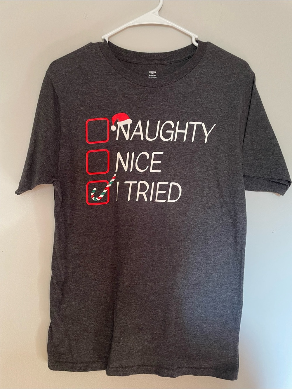 Charcoal Graphic Holiday T-Shirt - 'I Tried' Checklist - Christmas Party